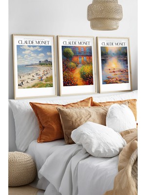 Huhuli Ahsap Cerceveli Claude Monet Tablo Seti HUHU557