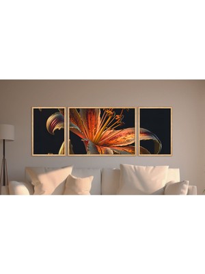 Huhuli Doğal Ahsap Cerceveli 3 Parca Tablo Seti HUHU302