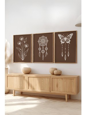 Huhuli Ahsap Cerceveli 3'lu Mocha Moments Tablo HUHU513