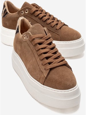 Luvi Nera Taba Süet Desenli Hakiki Deri Kadın Günlük Spor Ayakkabı