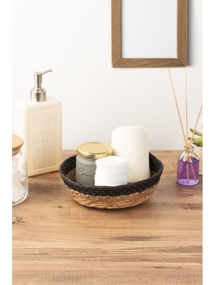 PremiumPort Şık Çok Amaçlı Yuvarlak Hasır Sepet, Dekoratif ve Organize Edici