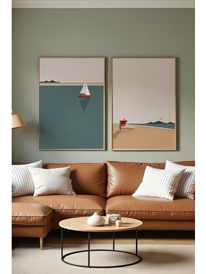 Huhuli Ahsap Cerceveli 2 Parca Set Tablo HUHU486