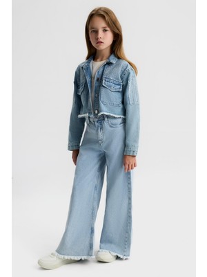Nk Kız Çocuk Brazil Taşlı Denim Ceket 8-14 Yaş Mavi