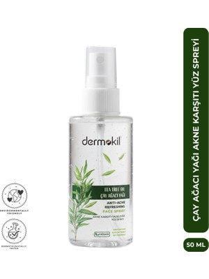 Dermokil Çay Ağacı Yağı Akne Karşıtı Yüz Spreyi 50 ml Tüm Cilt Tipleri İçin Etkili Formül