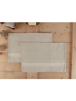 Baveno Home Pamuklu 2'li 40X60 cm Waffle Dokulu Modern El & Mutfak Havlusu Seti Baveno