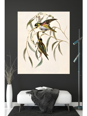 Dekoratif Çiçek Kuşu Kanvas Tablo
