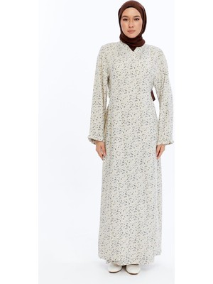 Melike Tekstil Pamuklu Viskon Desenli Ev-Namaz Elbisesi