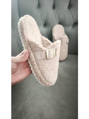 Zubiy Kadın Ev Terliği Tokalı Şık Giyim Yumuşak Kaymaz Taban