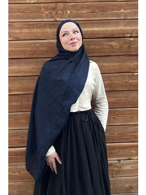 Camellia Scarfs Italyan Jakar Şal Dalga Desen - Lacivert