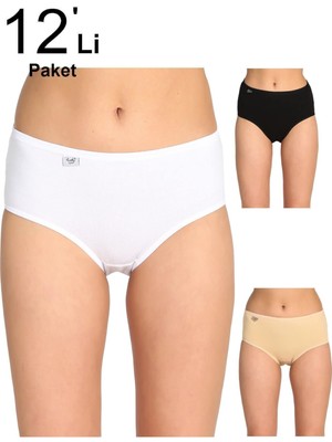 Tutku Kadın Karışık Renk 12'li Paket  Likralı Bato Külot ELF568T0924CCM12-KARIŞIK Renk-Xl