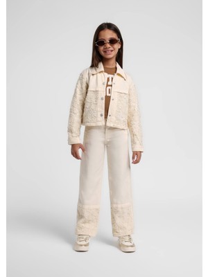 Escabel Kız Bebek Paçası Işlemeli Pantolon 1-5 Yaş Krem