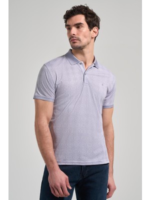 İmza Gri Kısa Kol Baskılı Pike Polo Yaka Cepsiz Esnek Casual Slim Fit Tişört 1011250150