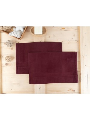 Baveno Home Pamuklu 2'li 40X60 cm Waffle Dokulu Modern El & Mutfak Havlusu Seti Baveno