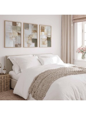 Pam Studio Bej Gri Tonlarında Modern Soyut 3’lü Tablo Seti – Minimal Duvar Dekoru