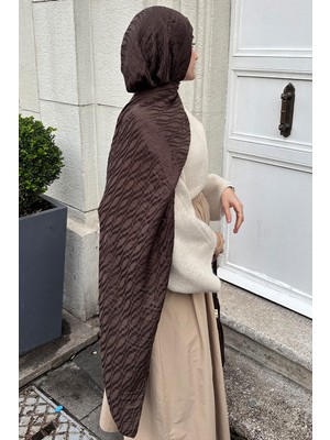 Camellia Scarfs Italyan Jakar Şal Dalga Desen - Acı Kahve