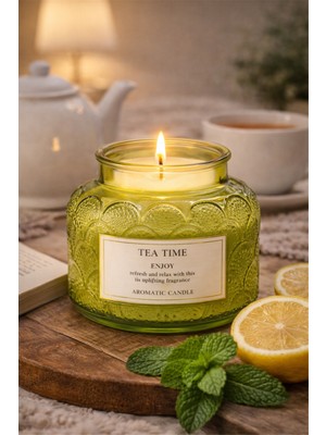 BRANDSMITHS Tea Time Kokulu Cam Mum