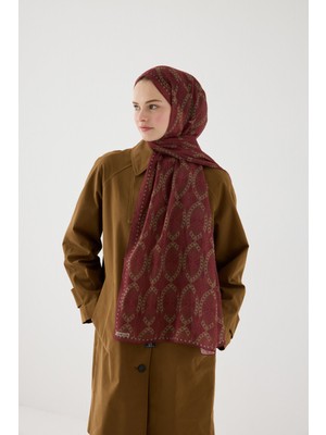 Camellia Scarfs Prag Rami Şal - Bordo