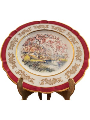 Fransız Limoges Porselen Dekor Tabağı - 25 cm Çapında. -Rhgeru