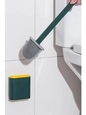 Gampus Antibakteriyel Silikon Uçlu Tuvalet Fırçası Seti - Tuvalet ve Klozet Temizleme Fırçası - Beyaz