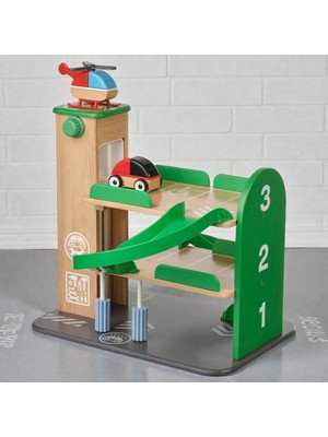 IKEA Lıllabo Ahşap Oyuncak Arabalı ve Helikopterli Garajı