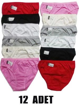 Tutku Kadın Bikini Külot Karışık Renk Paketi 12 Adet-Karma Renk Paketi-Xl