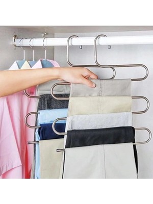 Tasarım Evi 1 Adet Siyah Metal 5 Katlı Pantolon Eşarp Askısı