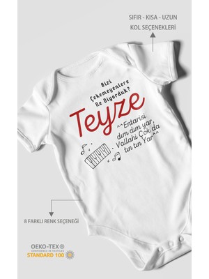 Morivo Kids Bizi Çekemeyenlere Ne Diyorduk Teyze Baskılı Bebek Zıbını – Çıtçıtlı Body | %100 Pamuk Kısa Kol