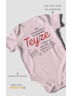 Bizi Çekemeyenlere Ne Diyorduk Teyze Baskılı Bebek Zıbını – Çıtçıtlı Body | %100 Pamuk Kısa Kol