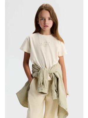 Nk Kız Çocuk Bouguet Tshirt 8-14 Yaş Krem-Yeşil