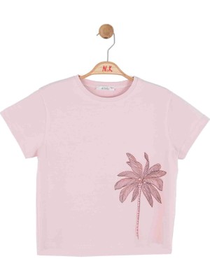 Nk Kız Çocuk Palmiye Tshirt 8-14 Yaş Pudra