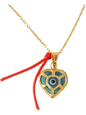 Spossy Silver Jewelry Kalp Nazar Cam Göz Kolye
