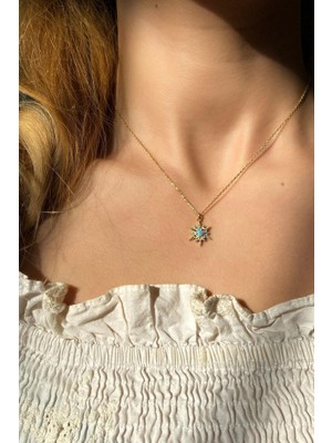 Spossy Silver Jewelry Kutup Yıldızı Opal Taşlı Kolye