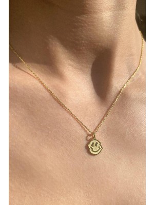 Spossy Silver Jewelry Kalpli Gülen Yüz Kolye