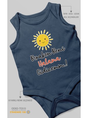 Morivo Kids Bırakın Beni Halama Gidicemm Baskılı Bebek Zıbını – Çıtçıtlı Body | %100 Pamuk Sıfır Kol