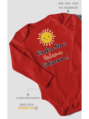 Morivo Kids Bırakın Beni Halama Gidicemm Baskılı Bebek Zıbını – Çıtçıtlı Body | %100 Pamuk Uzun Kol