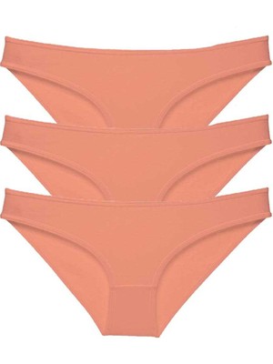 3 Adet Süper Eko Set Likralı Kadın Slip Külot Pudra