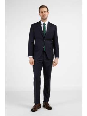 İmza Lacivert Mono Yaka 4 Drop Comfort Fit Takım Elbise 1001255177