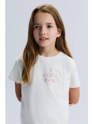 Nk Kız Çocuk Carmine Tshirt 8-14 Yaş Ekru-Gülkurusu