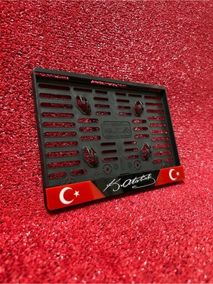 Pi Dekorasyon Plakalık Motosiklet Plakalığı K.atatürk Imzalı ve Ay Yıldız Logolu Motor Plakalık