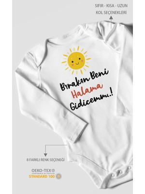 Morivo Kids Bırakın Beni Halama Gidicemm Baskılı Bebek Zıbını – Çıtçıtlı Body | %100 Pamuk Uzun Kol