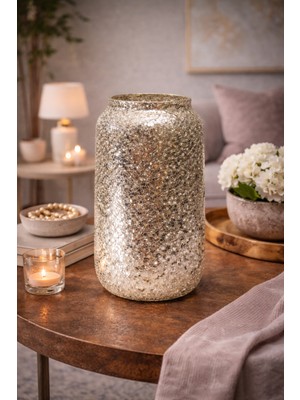 BRANDSMITHS Altın Dokulu Işıltılı Dekoratif Vazo