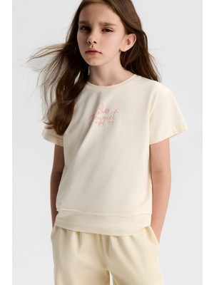 Nk Kız Çocuk Bouguet Tshirt 8-14 Yaş Krem-Pembe