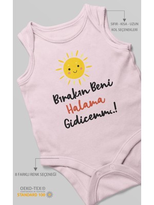 Morivo Kids Bırakın Beni Halama Gidicemm Baskılı Bebek Zıbını – Çıtçıtlı Body | %100 Pamuk Sıfır Kol