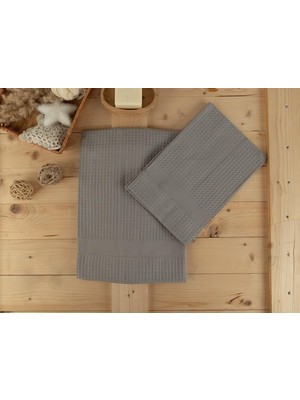 Baveno Home Pamuklu 2'li 40X60-60X110 cm Waffle Tasarım Pike Havlu Seti Baveno