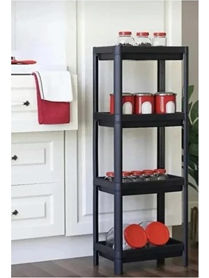 Sween Home 4 Katlı Siyah Havuzlu Banyo Mutfak Raf Ünitesi