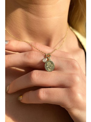 Spossy Silver Jewelry Damla Taşlı Gül Kolye