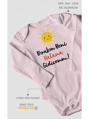 Morivo Kids Bırakın Beni Halama Gidicemm Baskılı Bebek Zıbını – Çıtçıtlı Body | %100 Pamuk Uzun Kol