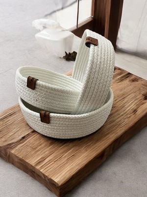 PremiumPort 3'lü Hasır Sepet Takımı, Mutfak ve Banyo Organizerleri, Çok Amaçlı Kullanım