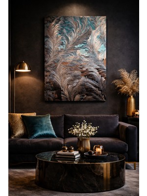 Dekoratif Soyut Kuş Tüyü Kanvas Tablo