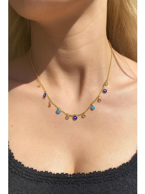 Spossy Silver Jewelry Mineli Nazar Göz Kolye